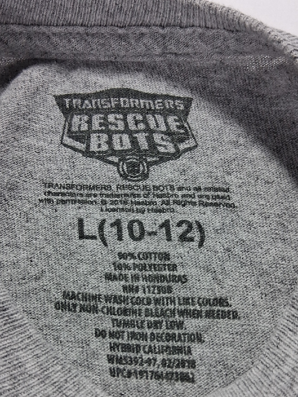 Boys Transformers Bumblebee Graphic Tee Shirt Size Large (10/12) Grey Rescue Bot - Picture 2 of 4